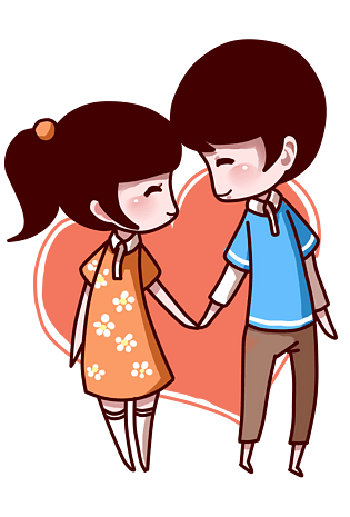 情人节情侣牵手卡通