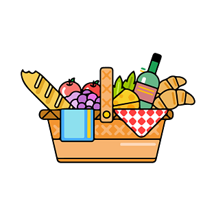 一起去露营食物篮子卡通插画