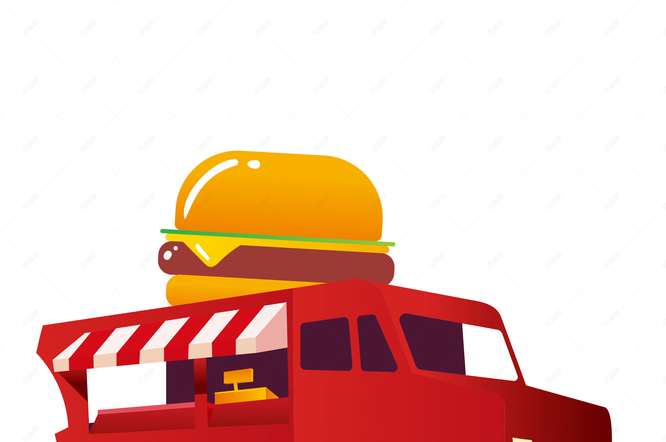 汉堡包快餐车矢量素材