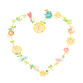 清新花心形花环花边装饰