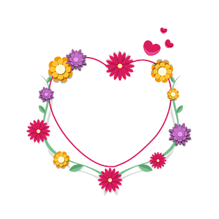 心形花环边框装饰pngpsd2000*2000小清新花卉边框蝴蝶温馨花环花边