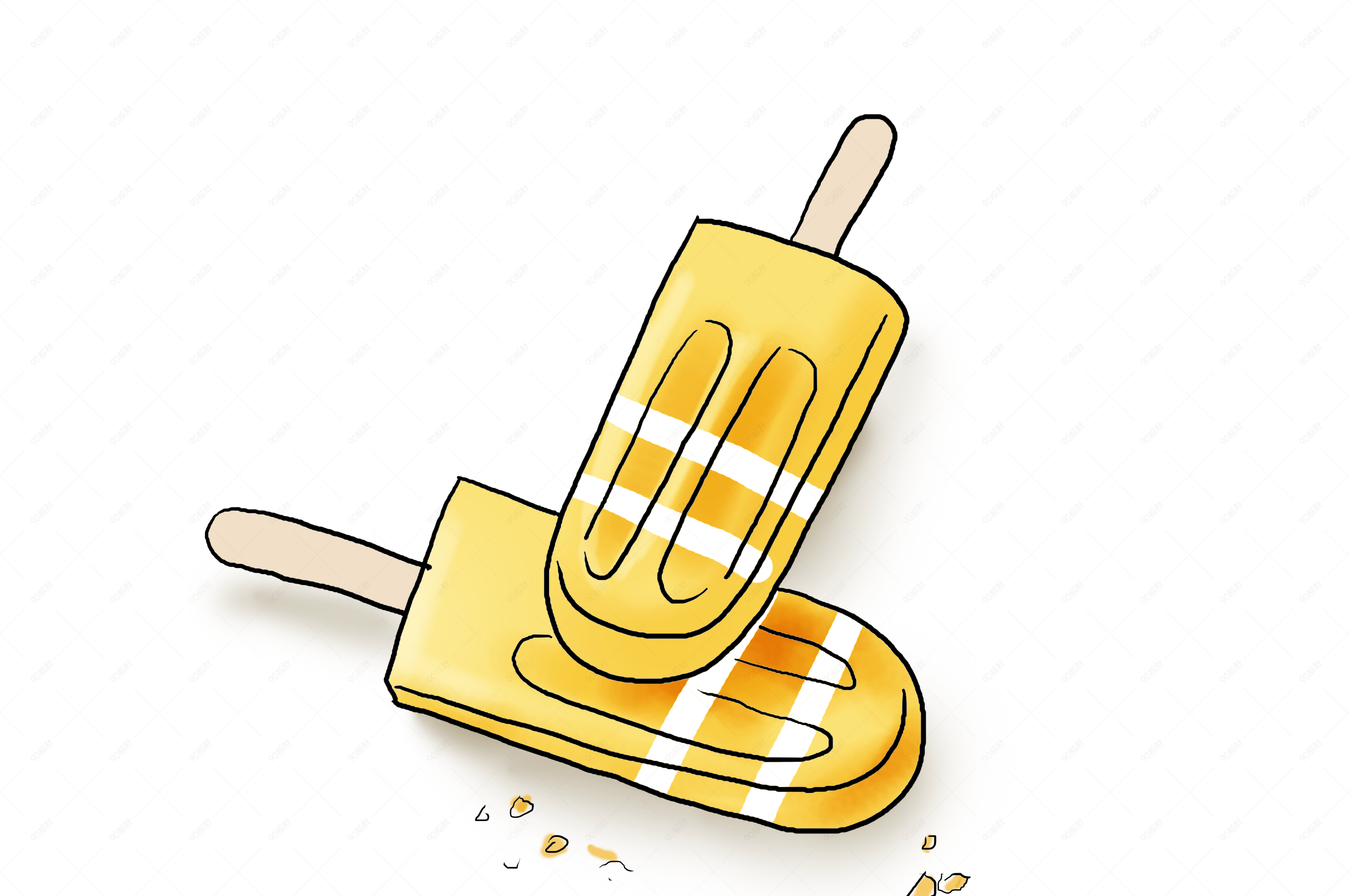 夏天食物手绘橙色冰棒