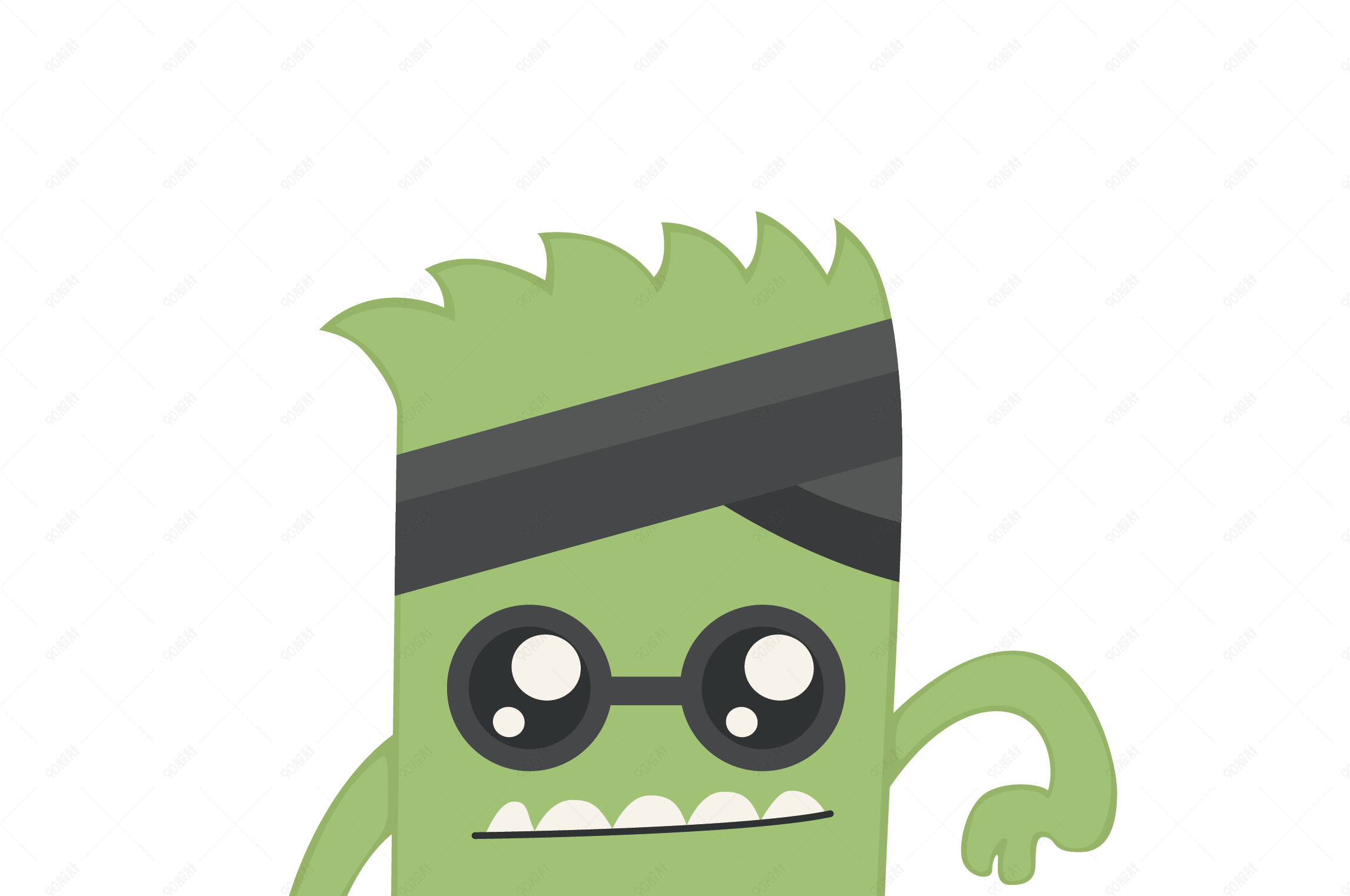 卡通绿色的怪兽矢量素材