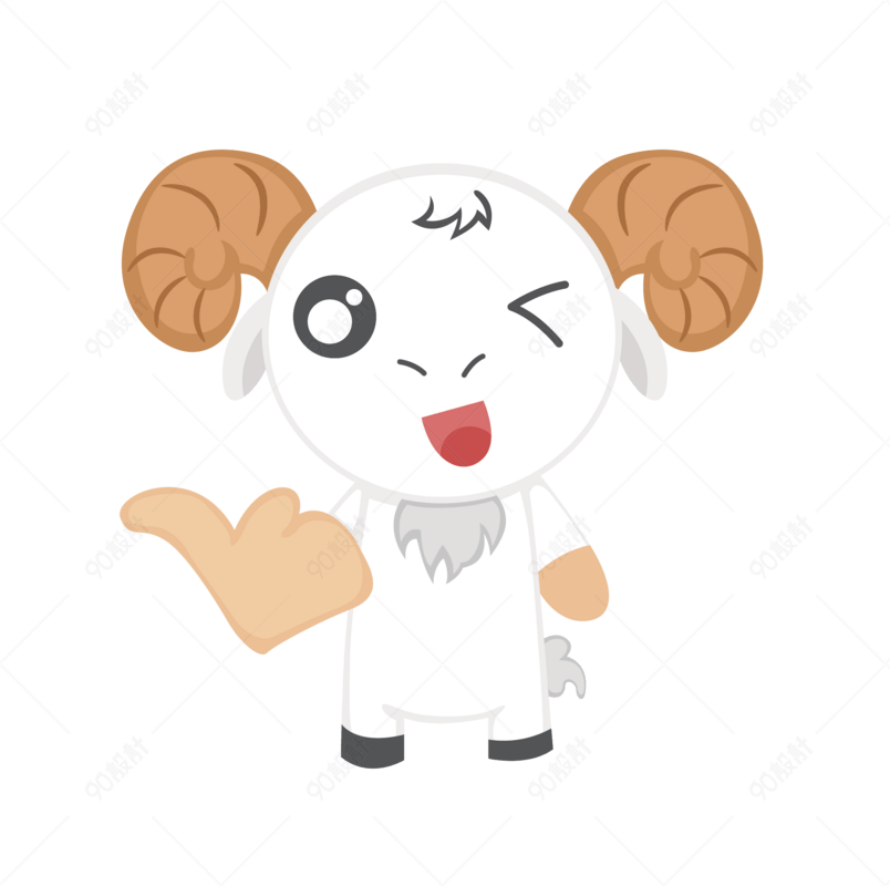 竖着大拇指的绵羊矢量素材