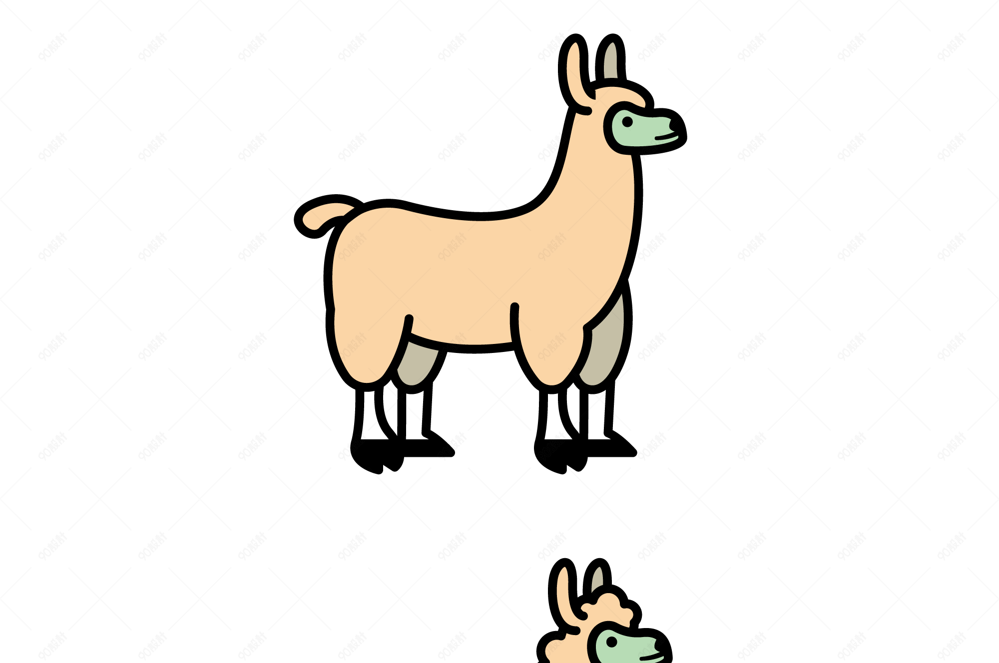 卡通羊驼造型元素