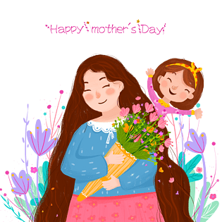 母亲节快乐小清新手绘