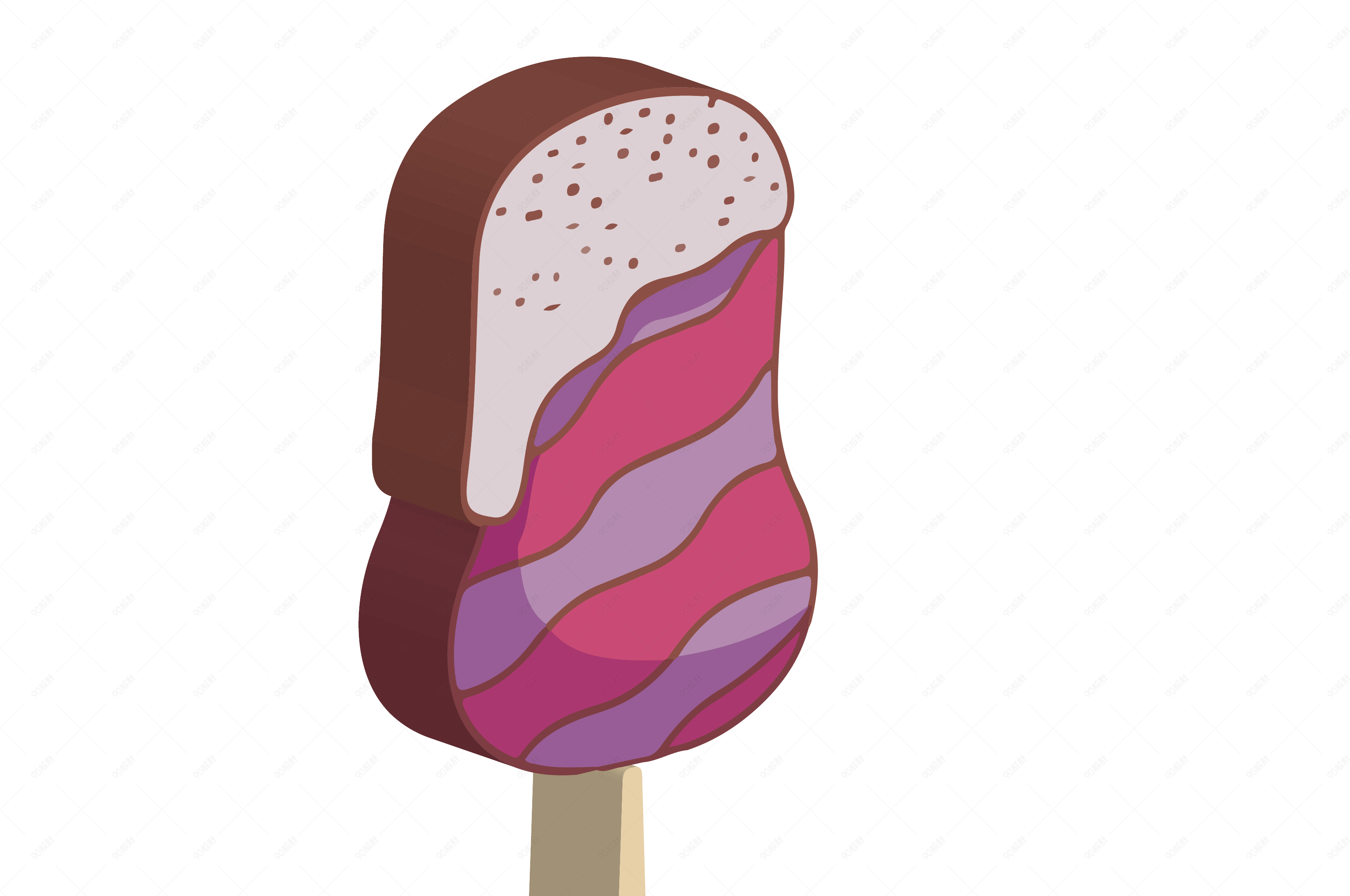 手绘巧克力雪糕矢量免抠图