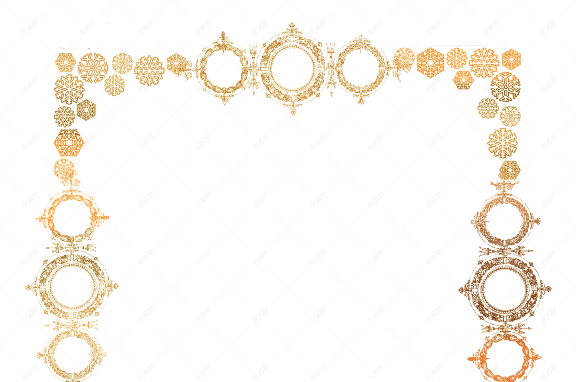 喜庆创意金色花纹边框元素