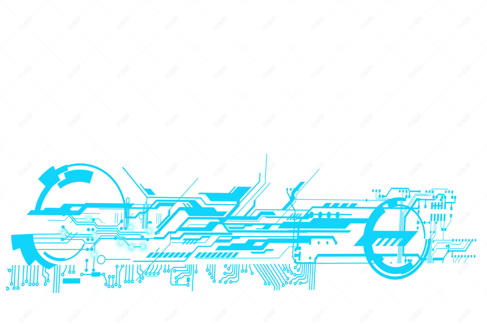 蓝色科技感线路板电路板元素 电商元素png 90设计网
