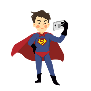 爱自拍的超人老爸原创手绘素材