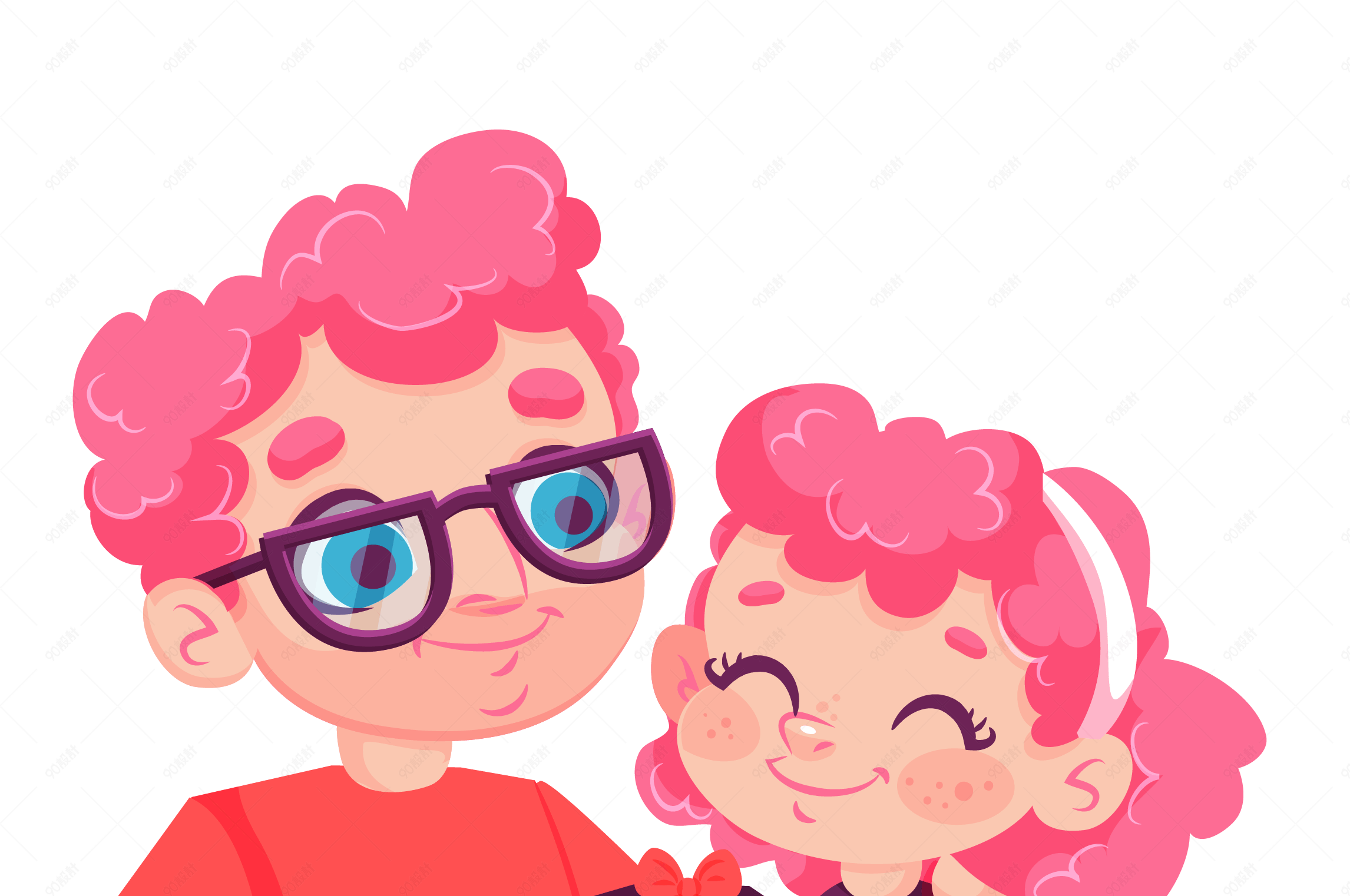 卡通父女矢量素材