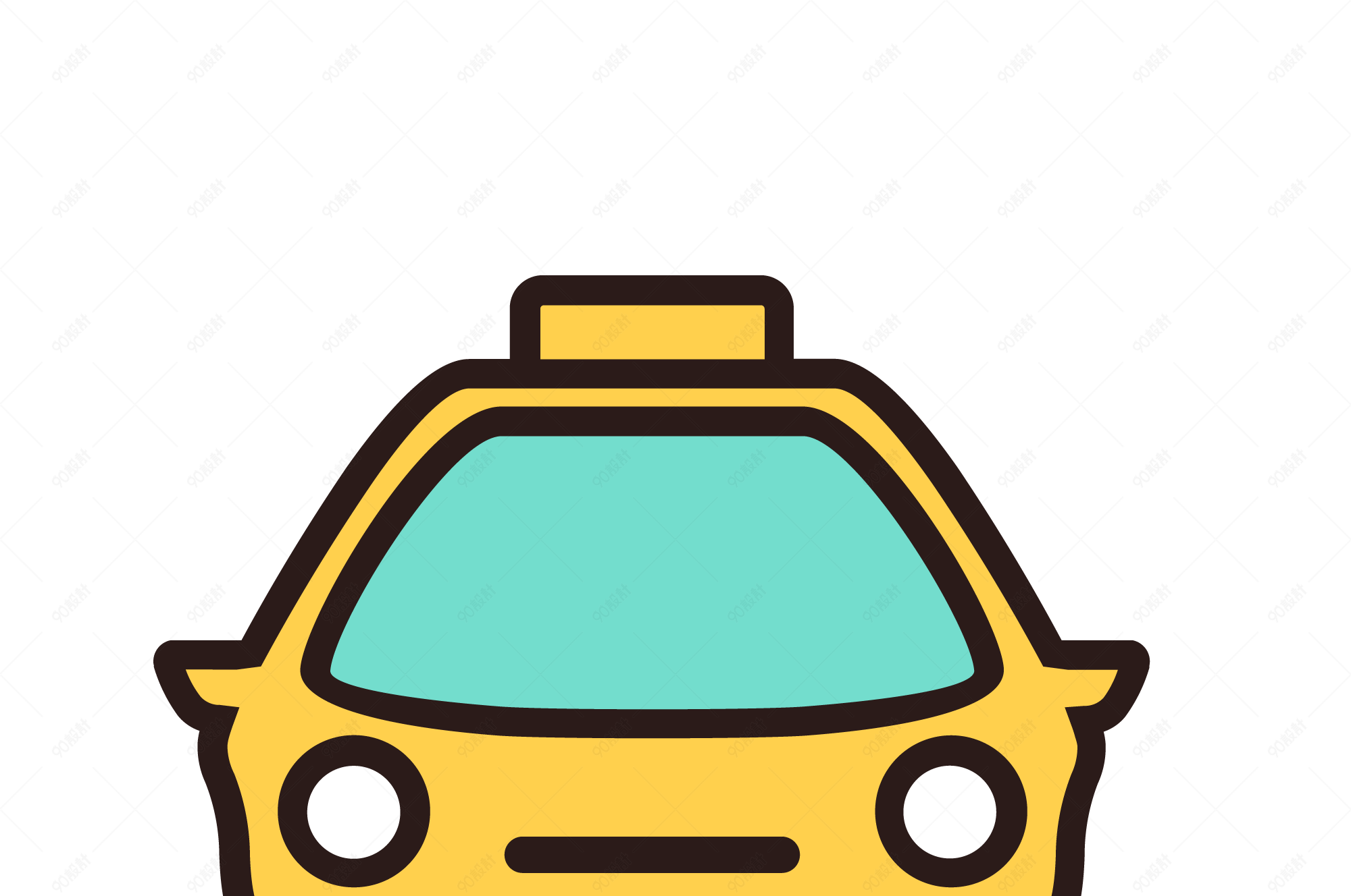 出租车卡通免扣素材