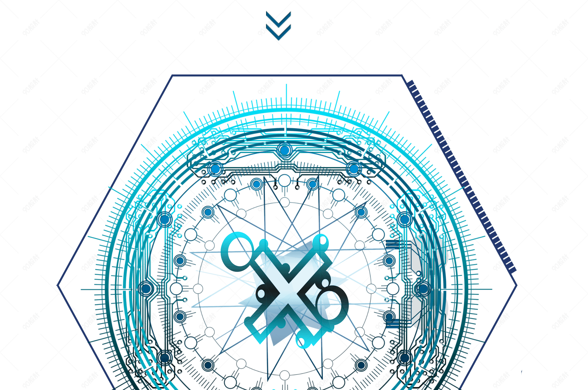 蓝色科技图案矢量元素【免抠元素png】-90设计网