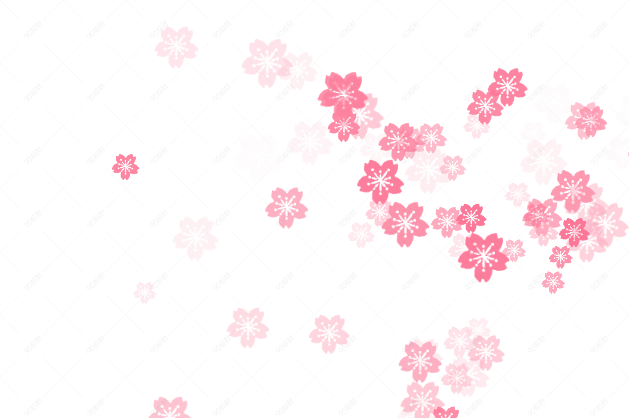 散落的樱花装饰图案元素