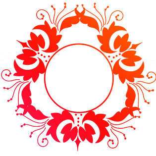 红色喜庆古风圆形花纹图案
