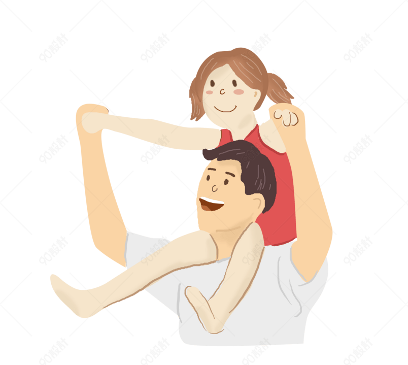 父亲节手绘爸爸和女儿