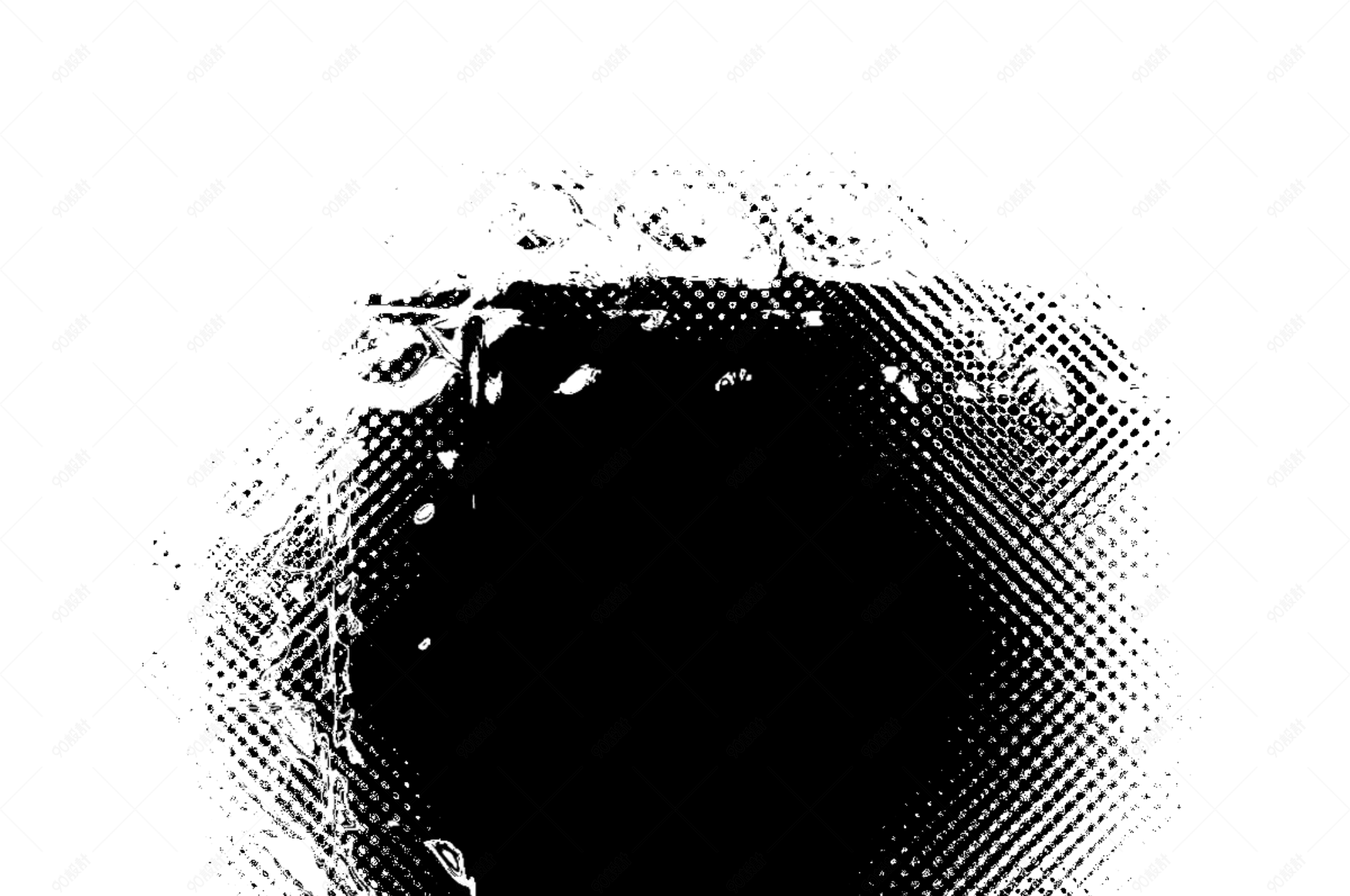 水彩黑色卡通洞孔【免抠元素png】-90设计网