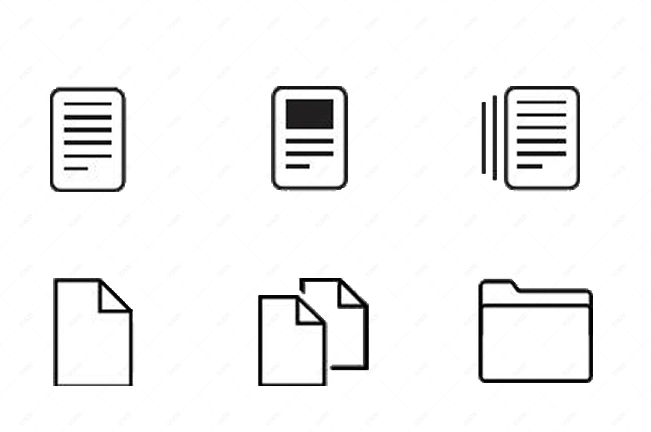 生活中简单简笔线条图标【免抠元素PNG】-90设计网