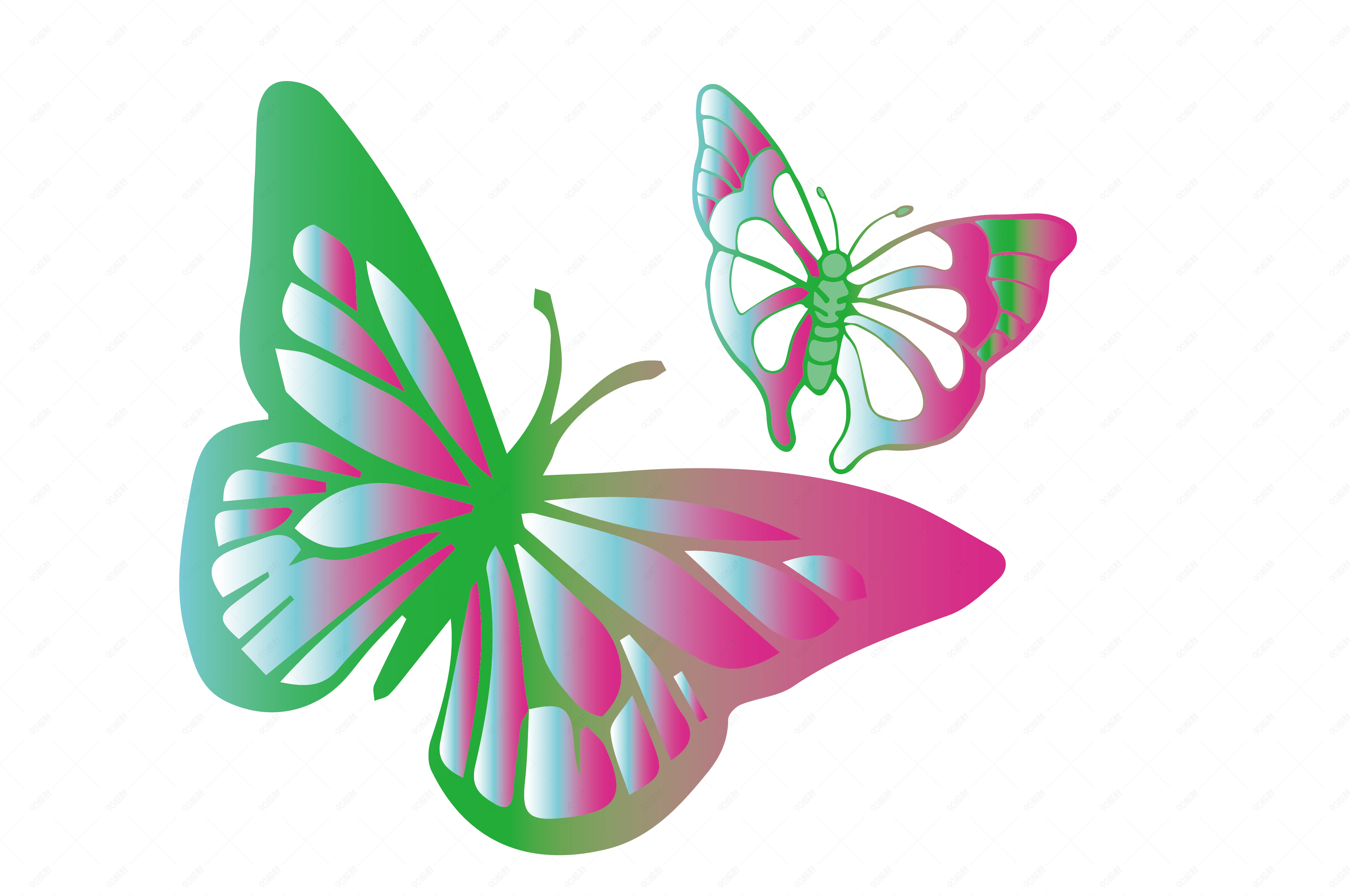 矢量图蝴蝶渐变插画梦幻渐变蝴蝶