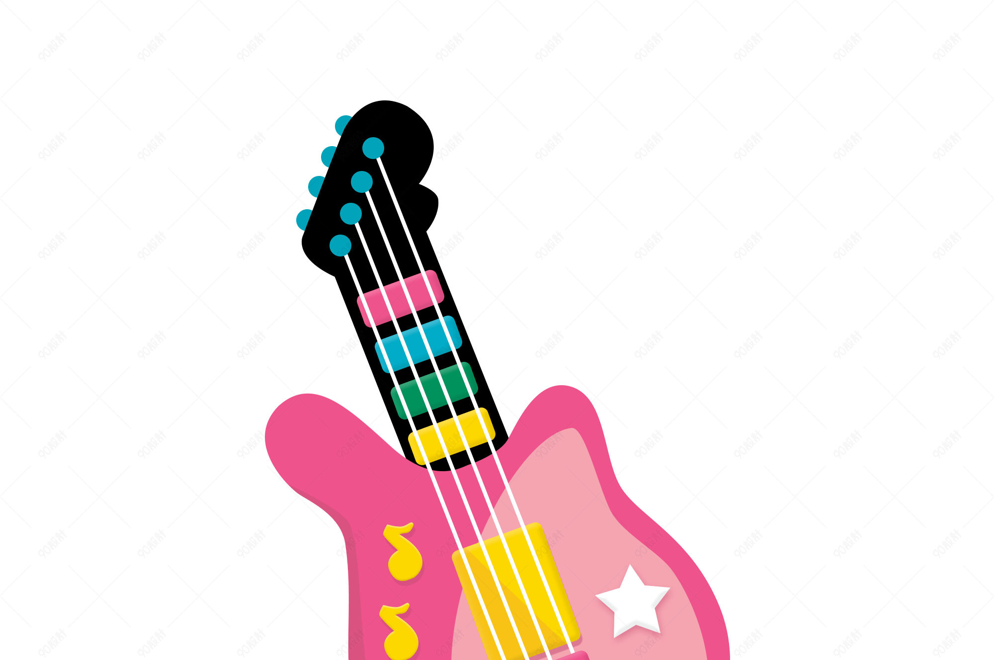六一儿童节彩色玩具吉他【免抠元素png】-90设计网