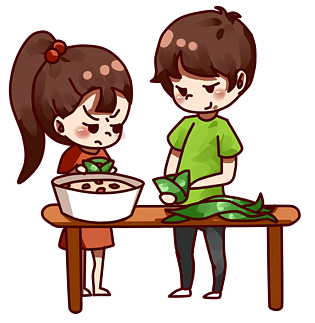 端午节包粽子卡通贴图
