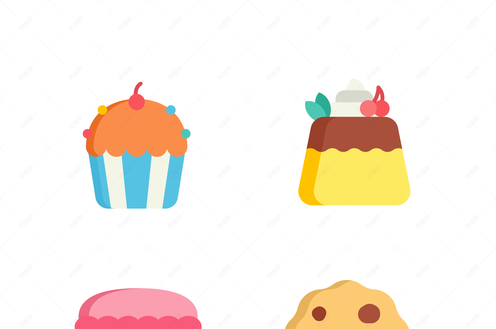 甜食甜品点心免扣插画素材