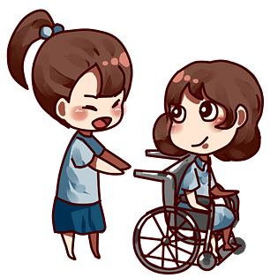 助残日帮助残疾人受伤人群pngpsd2000*2000手绘卡通虎年免抠元素小