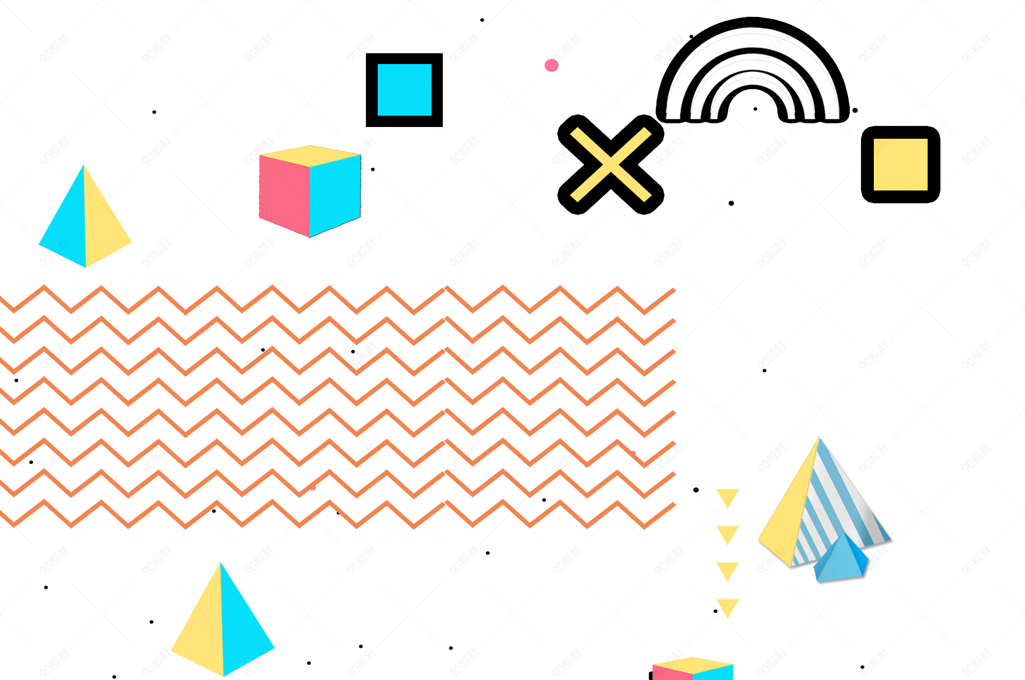 孟菲斯风格时尚潮流几何点线面背景底纹素材