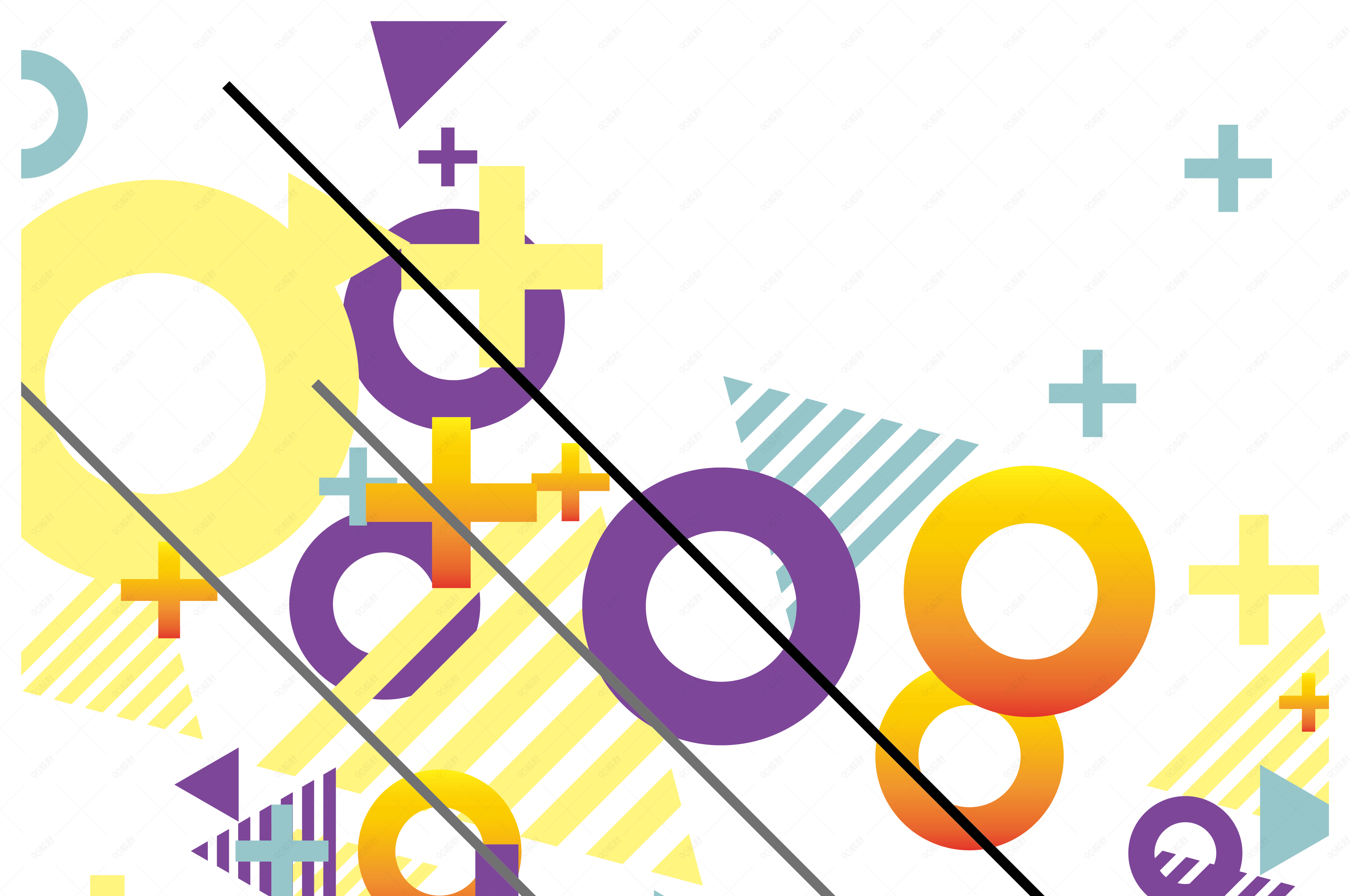 渐变对比色孟菲斯风格矢量免抠图