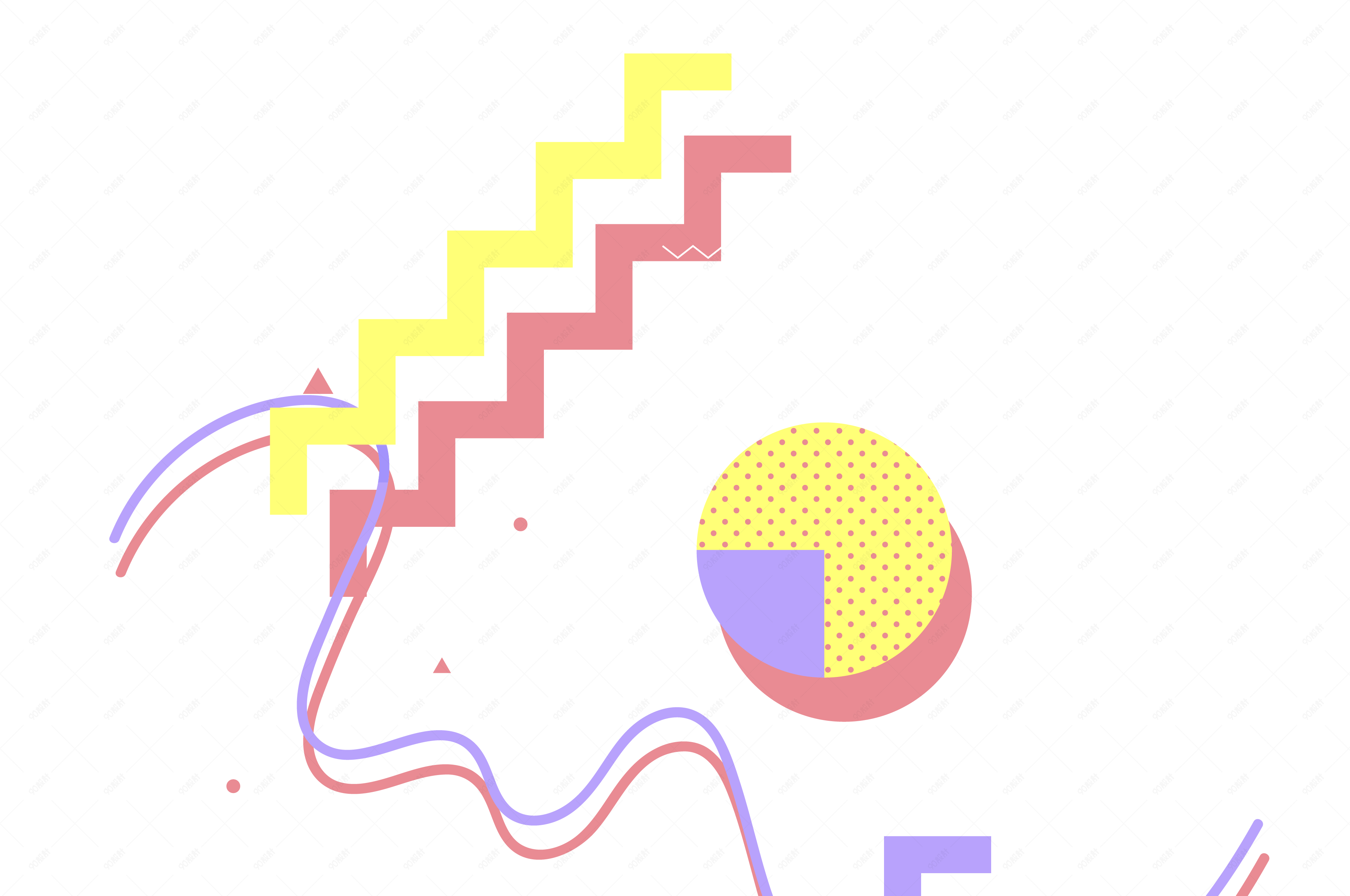 抽象卡通孟菲斯png图案