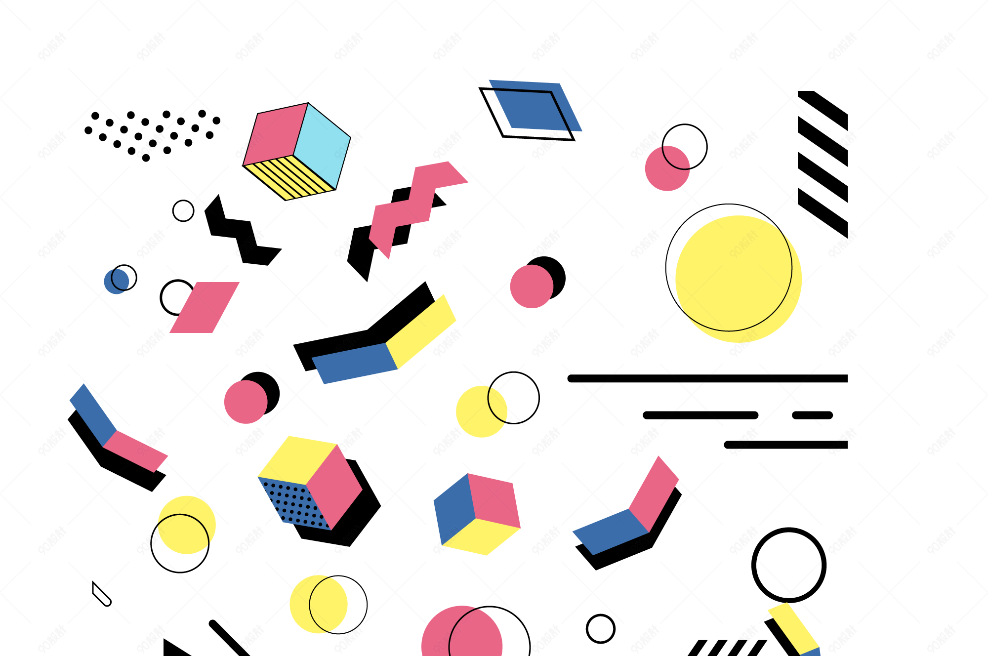 孟菲斯方块图案免扣素材