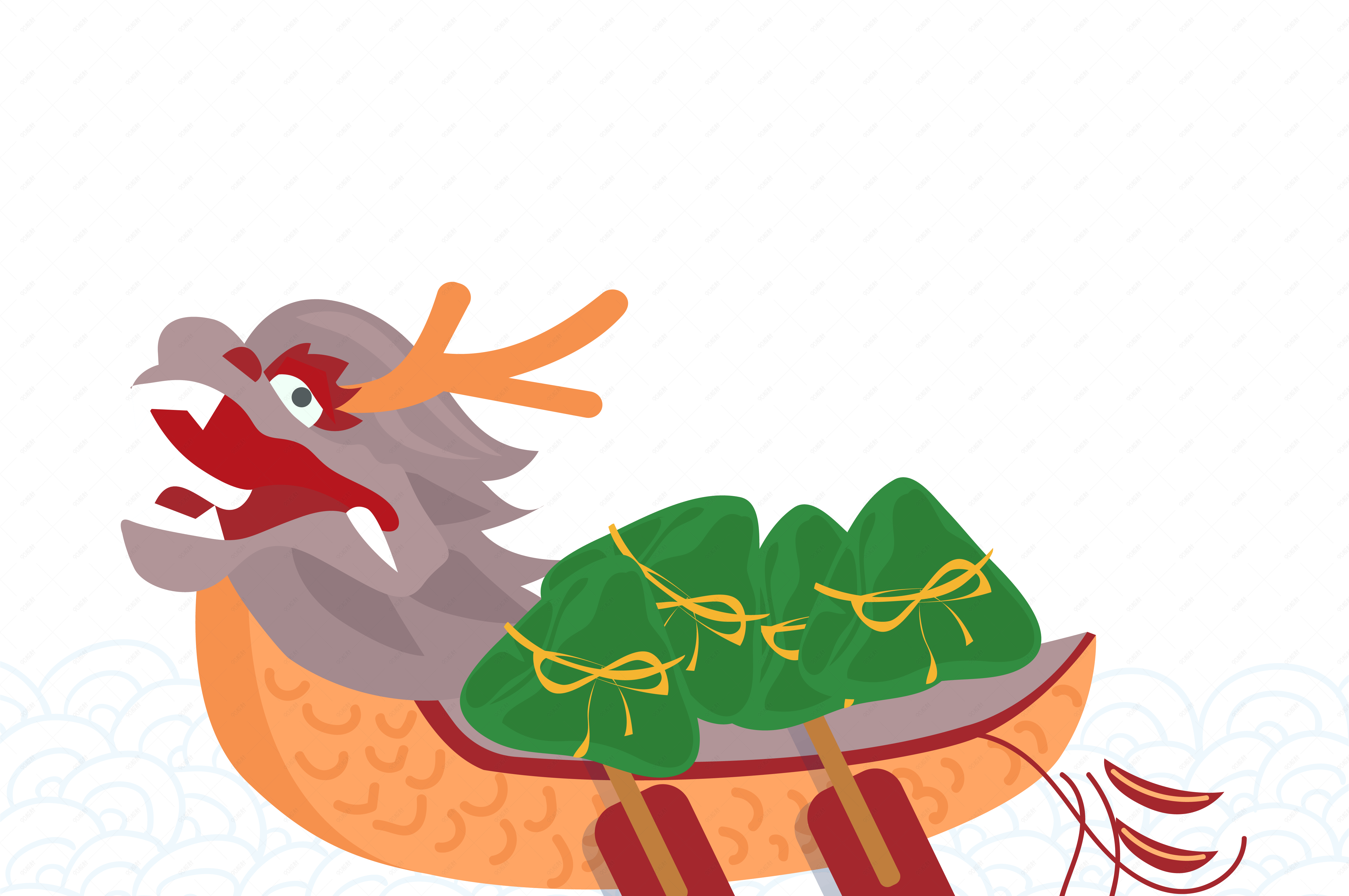 矢量端午节划龙舟素材