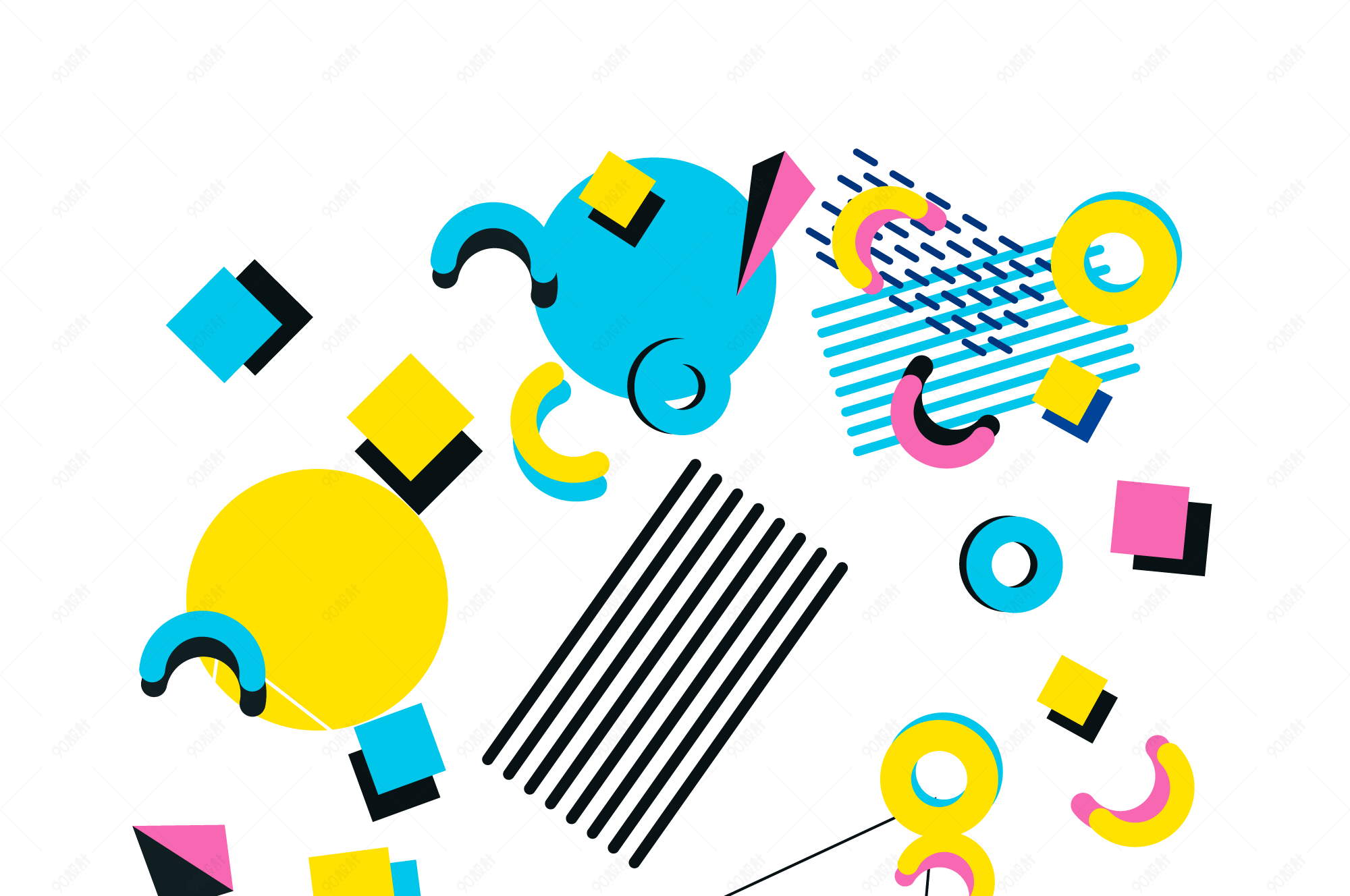 矢量炫酷孟菲斯图案免扣素材