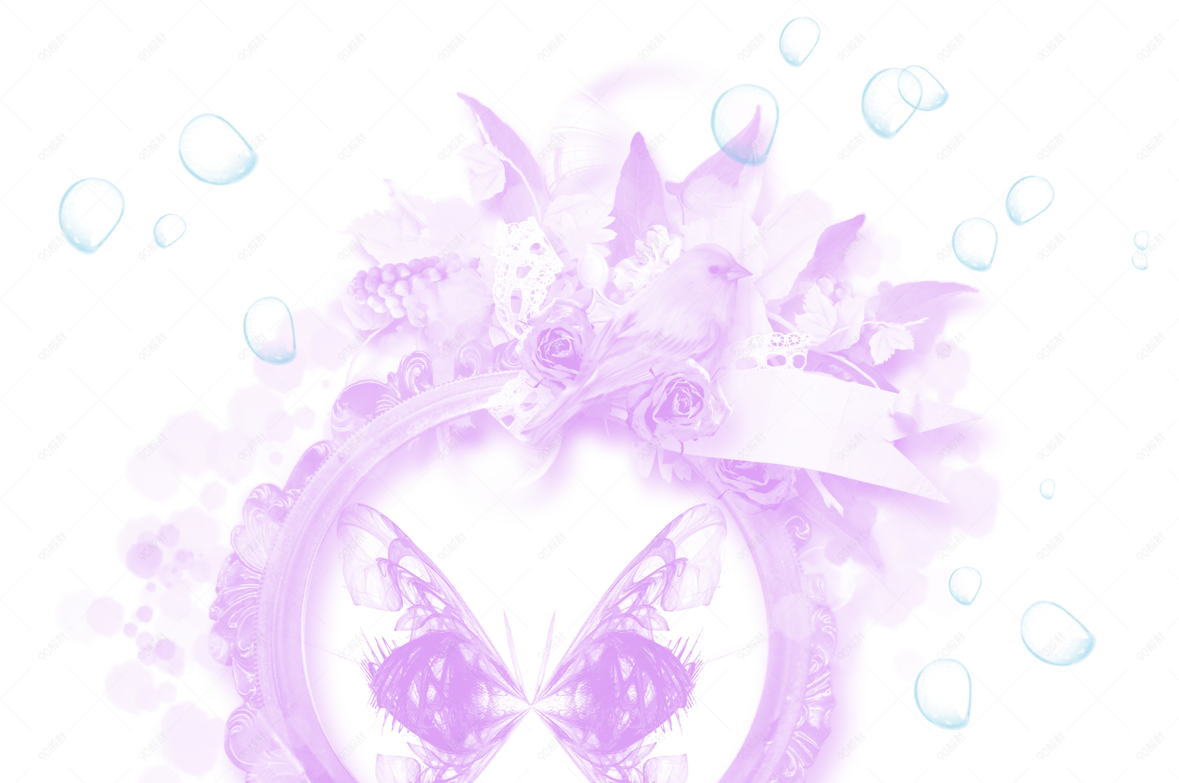 紫色梦幻蝴蝶花环设计