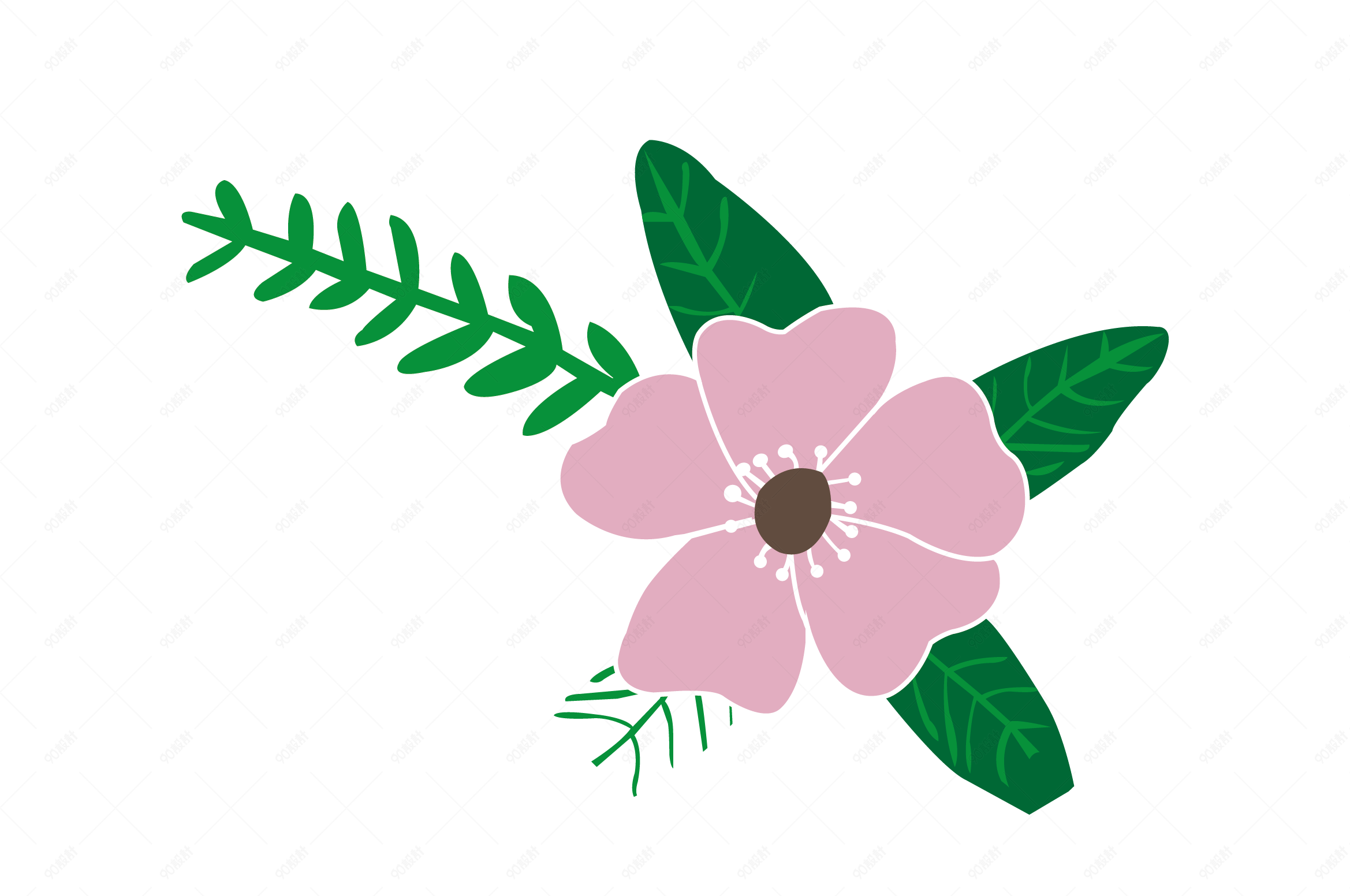 手绘矢量图粉色花朵下载