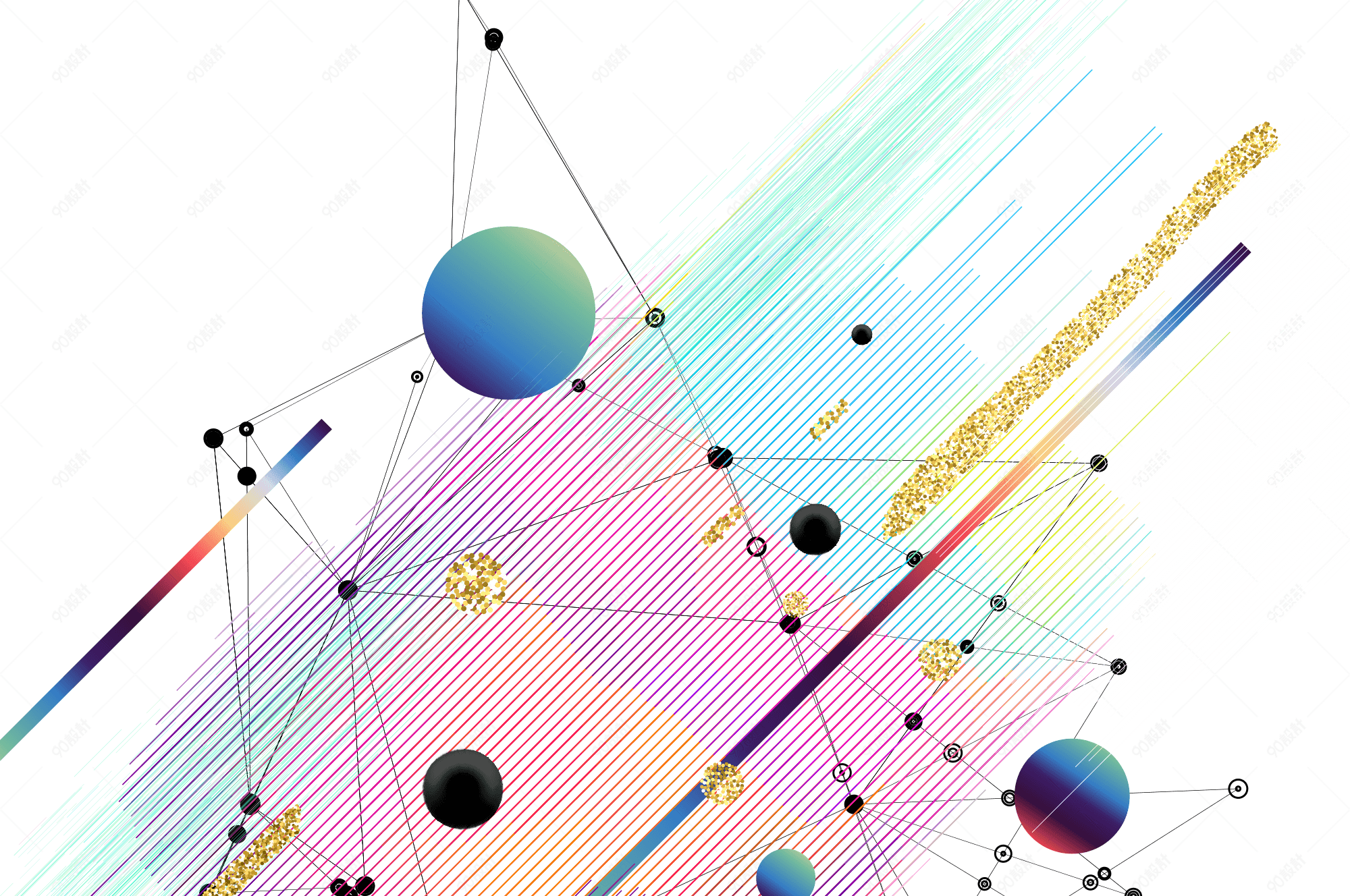 孟菲斯风格时尚潮流几何点线面背景底纹素材