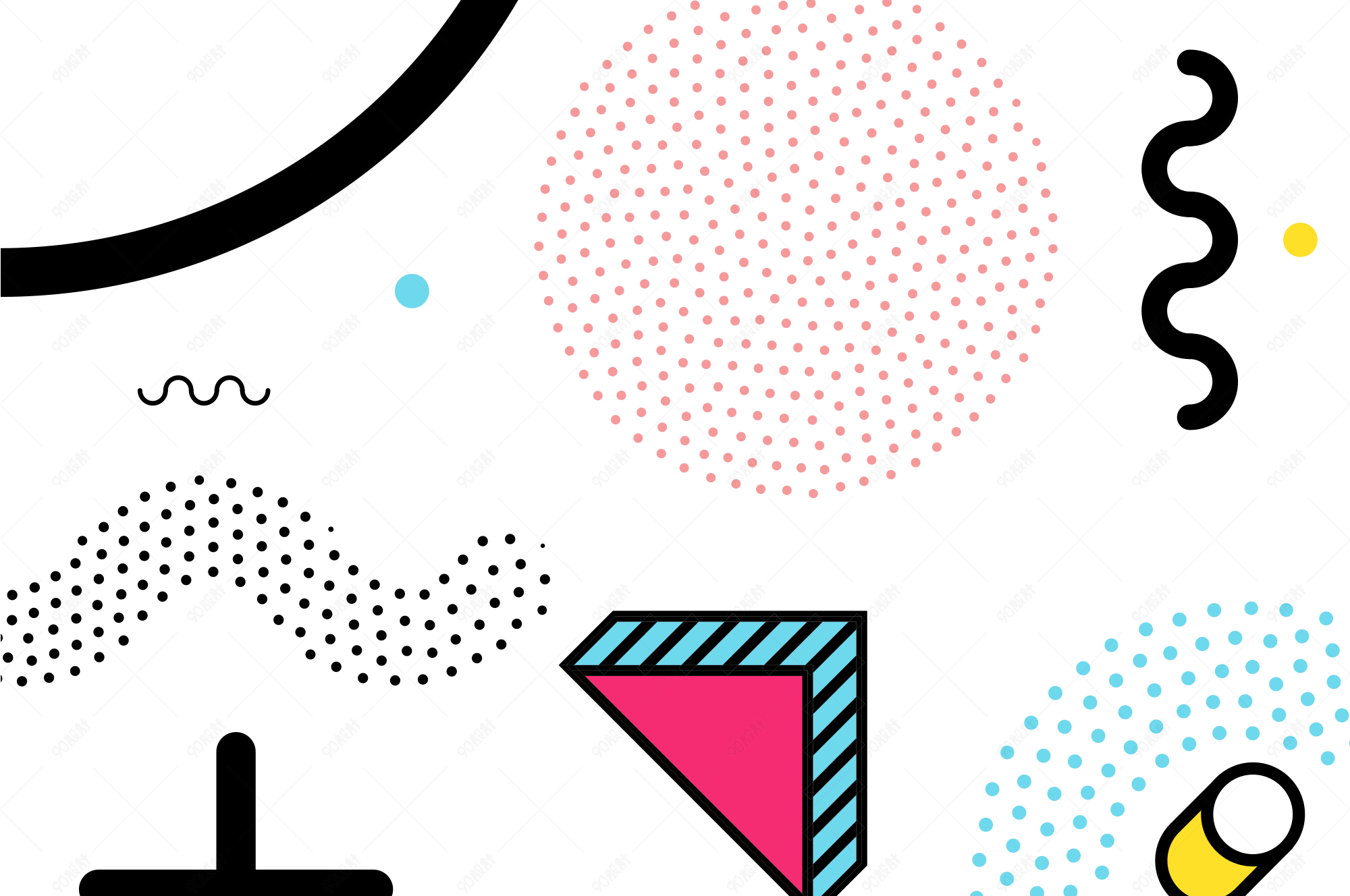 孟菲斯风格时尚潮流几何点线面背景底纹素材