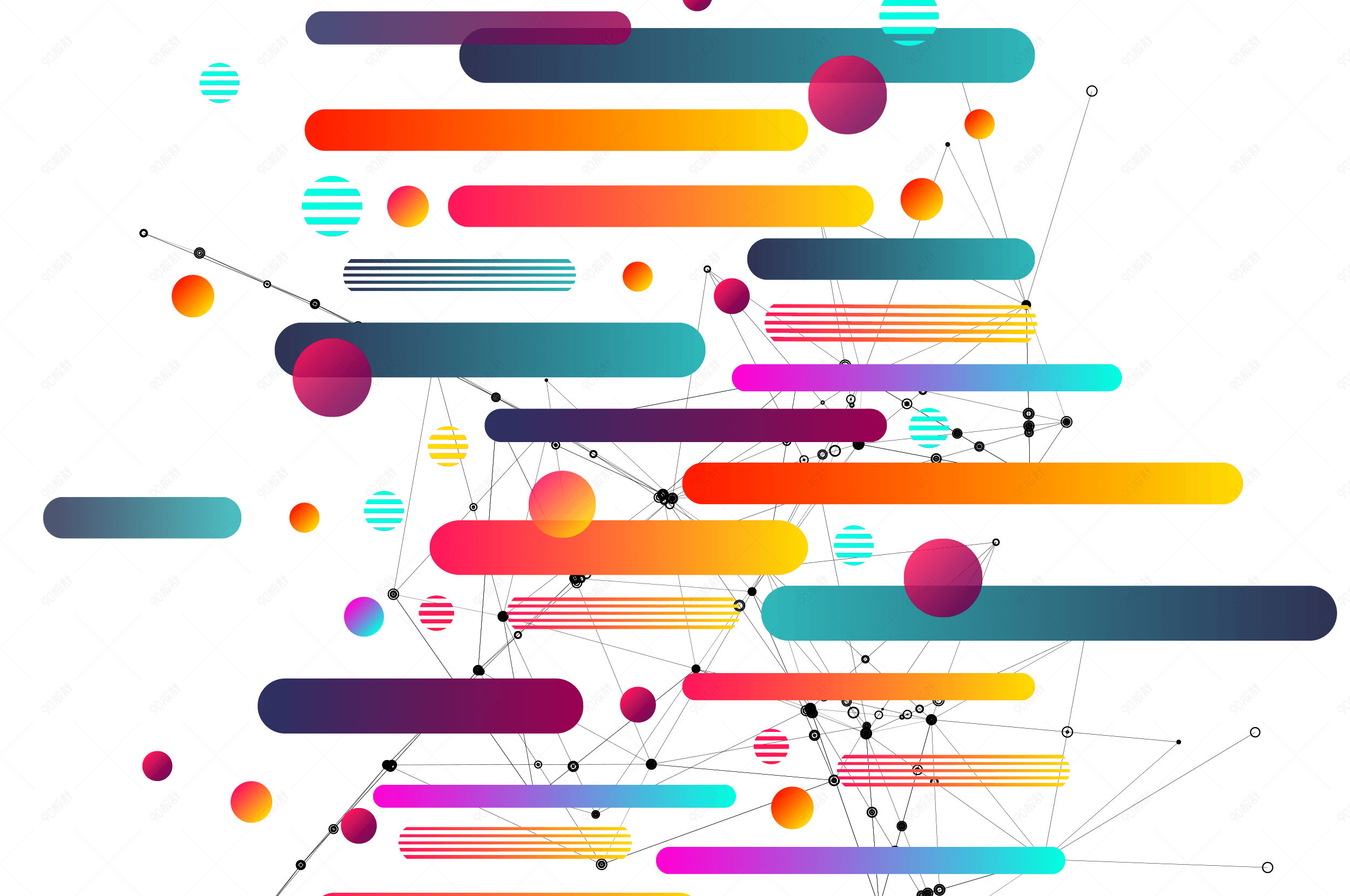 孟菲斯风格时尚潮流圆点线条几何banner海报背景