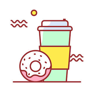 儿童节卡通奶茶甜甜圈矢量图