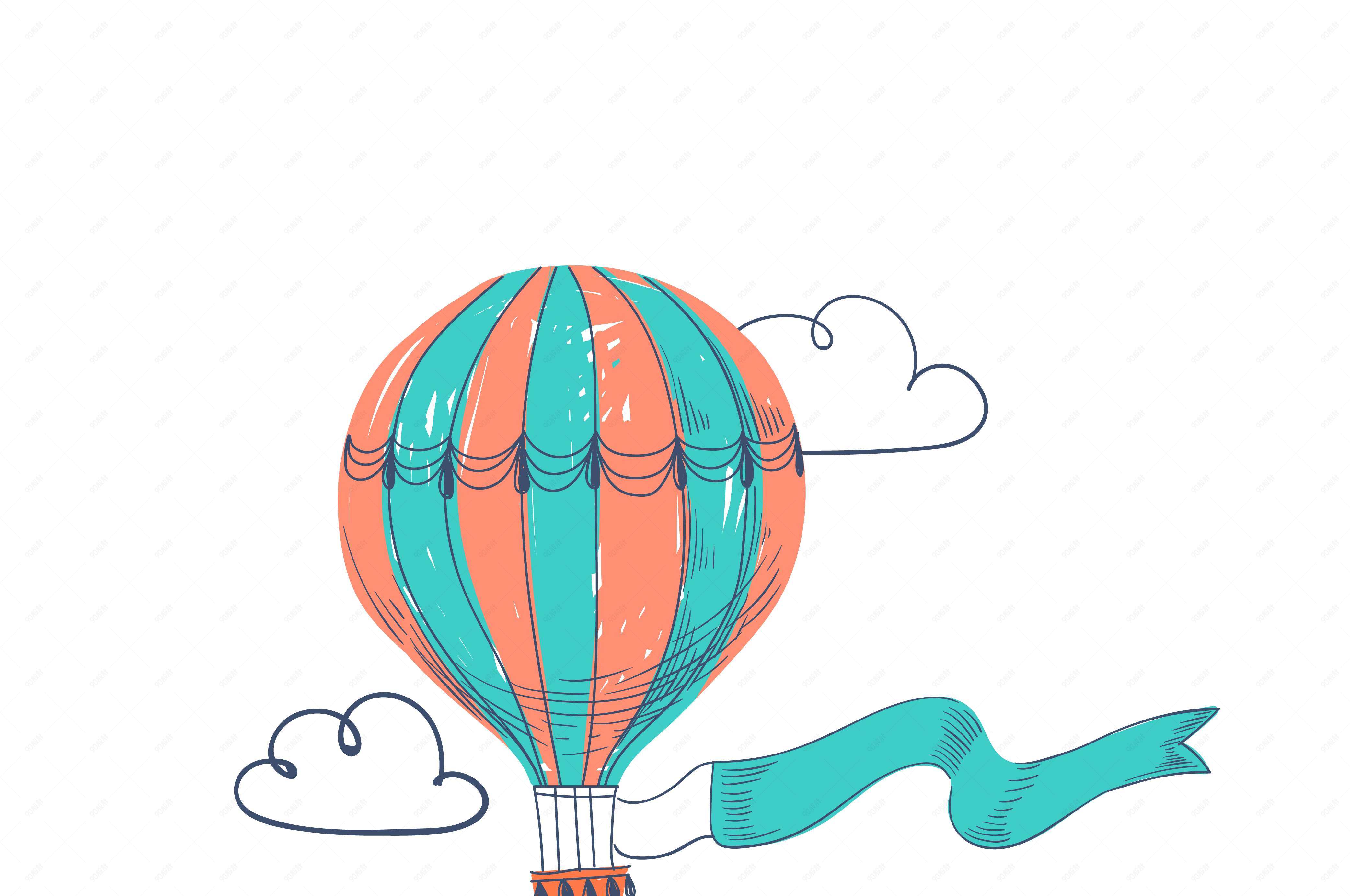 手绘热气球矢量下载