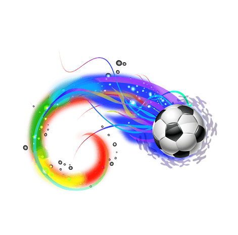 拖着彩虹尾巴的足球矢量免抠图
