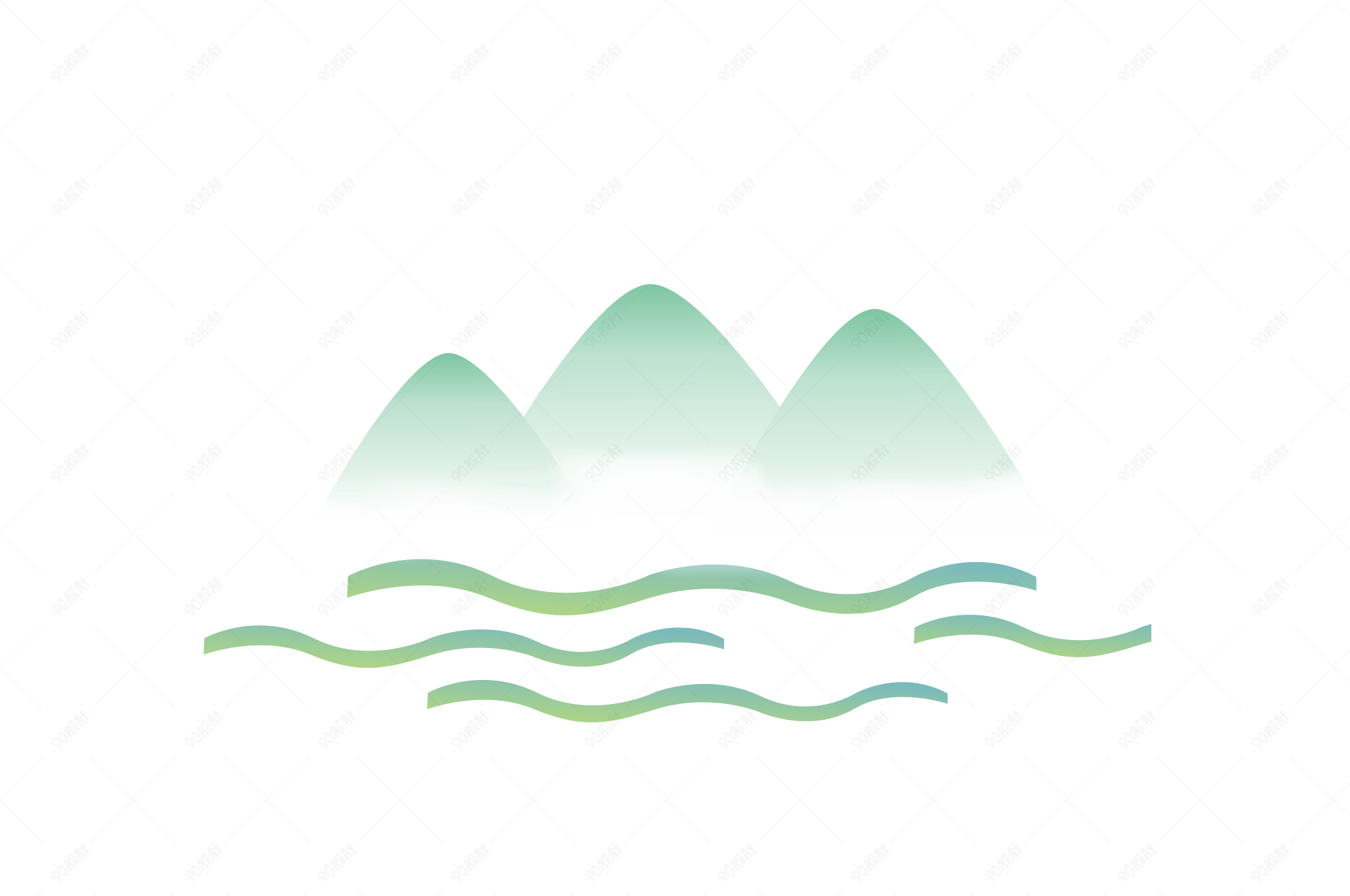 简约山水画免抠素材【电商元素png】-90设计网