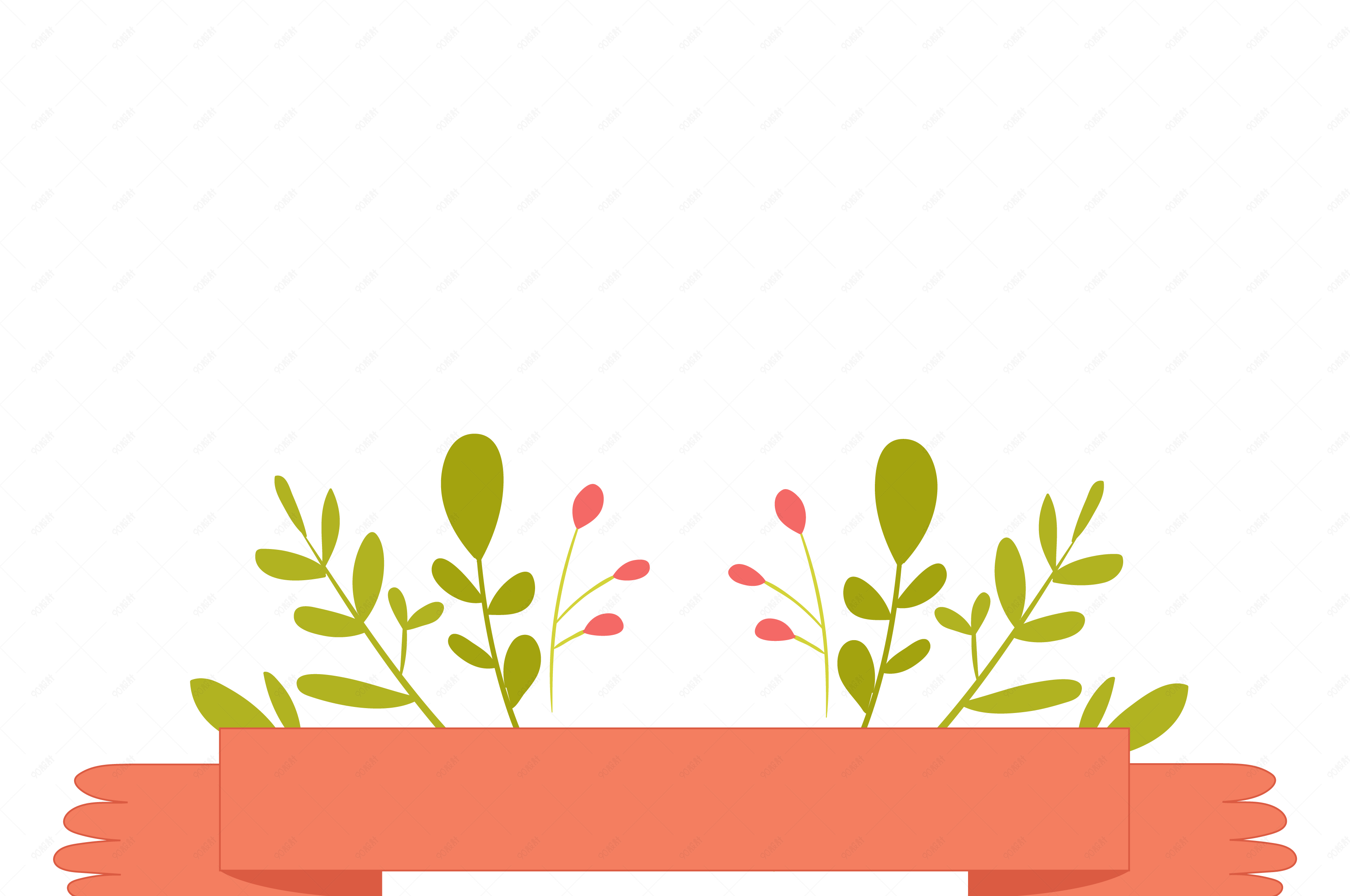 矢量卡通立体植物装饰边框