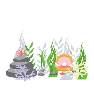 大海海洋日海草群免扣插画