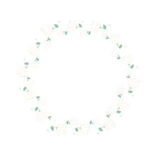 矢量卡通白色花朵圆形边框