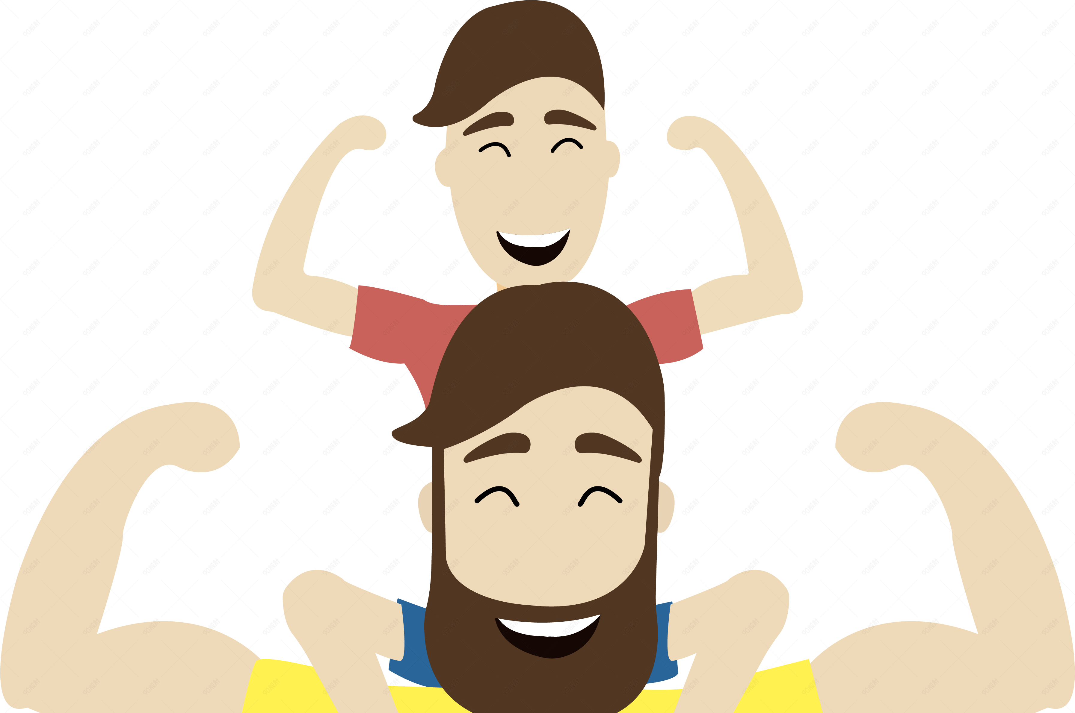 父亲节卡通父亲背儿子矢量图