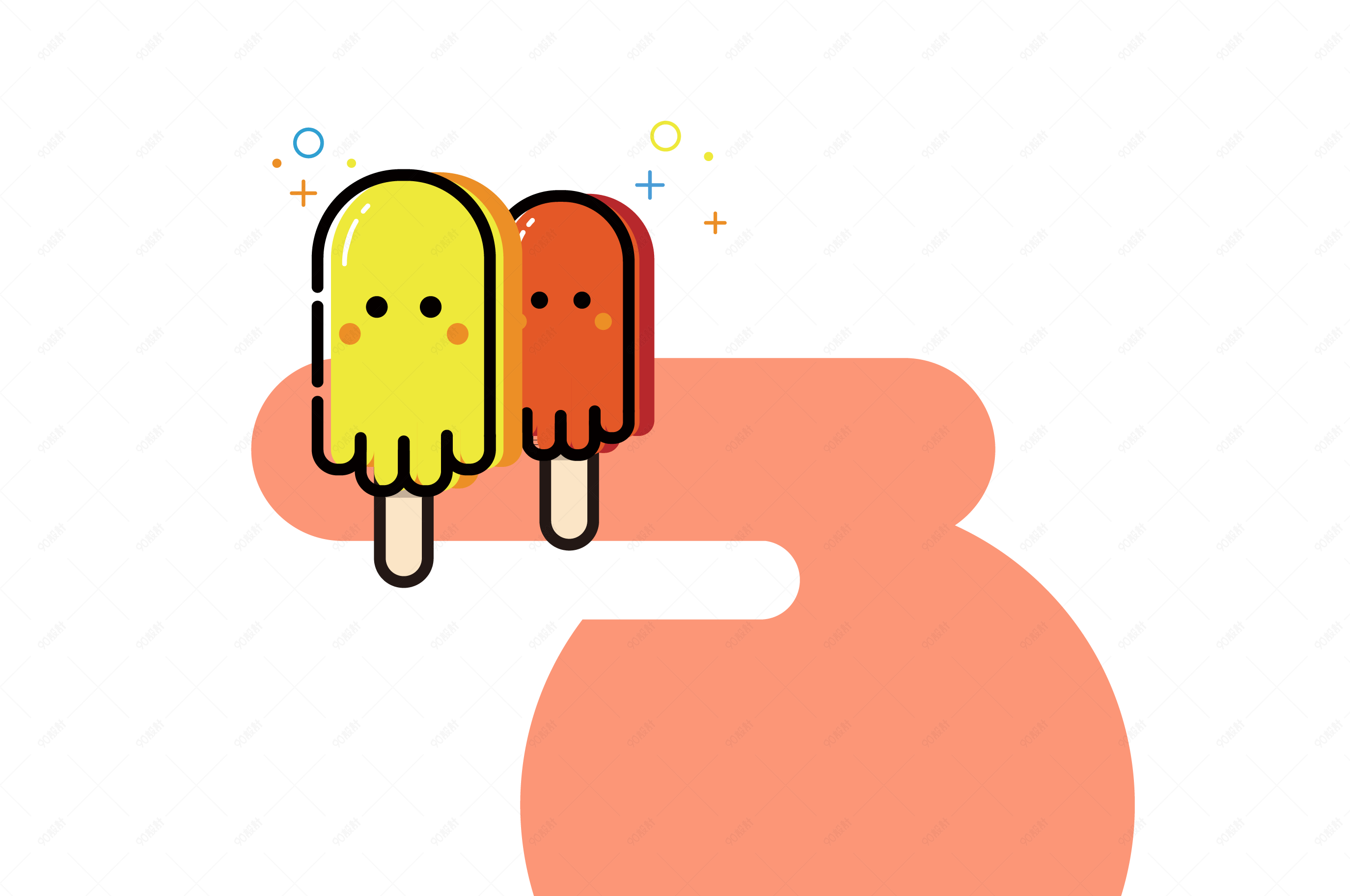 矢量卡通扁平化mbe风格冰棍边框