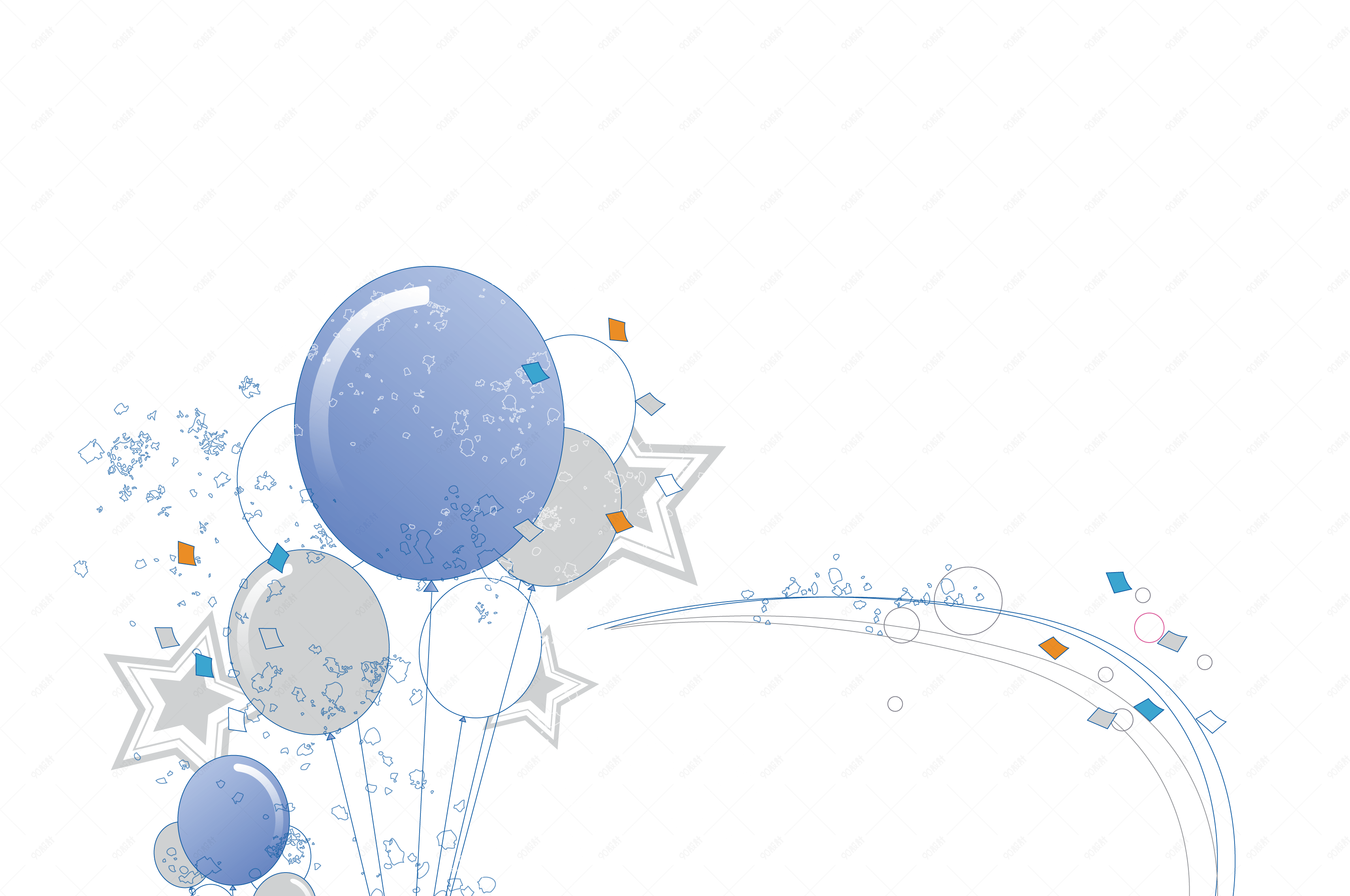 矢量卡通扁平化蓝色气球边框