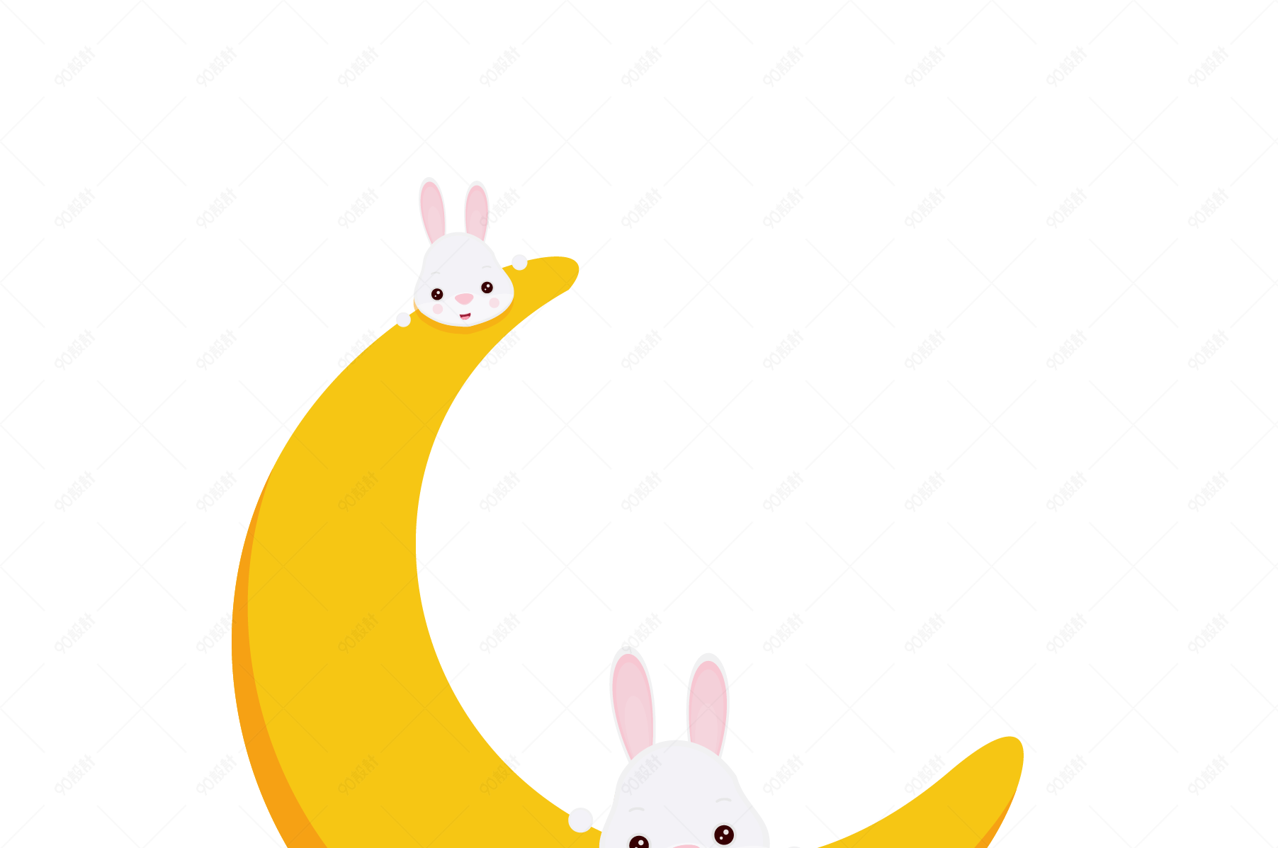 中秋节月亮兔子卡通矢量图