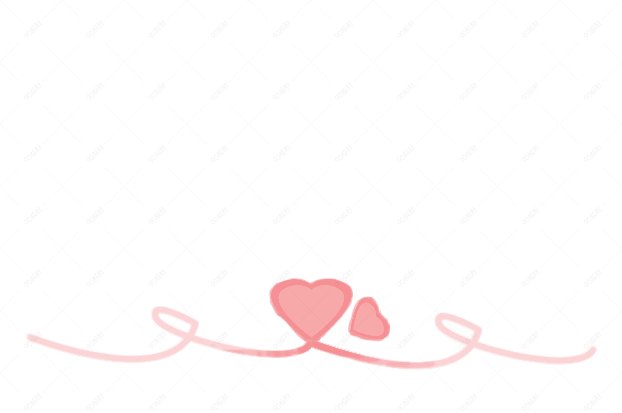 亲吻情人节手绘风粉色爱心边框分割线